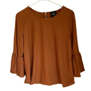 Anthropologie Bell Sleeve Boho Blouse Shirt M Earth Tone Cottage Neutral Fall